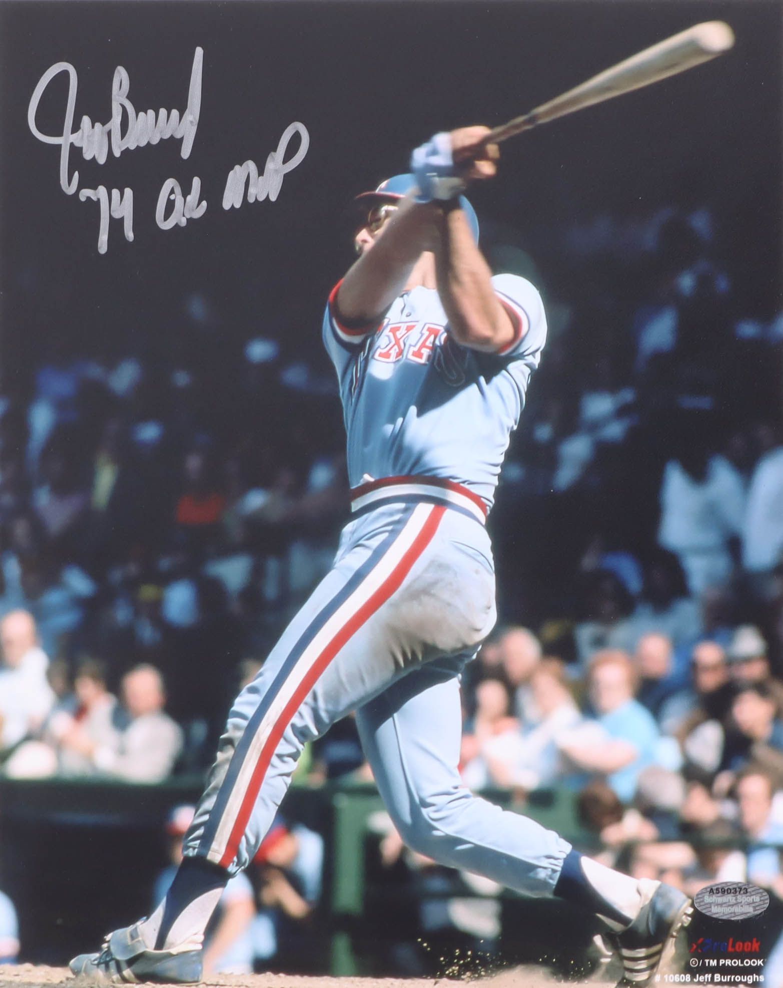 Jeff Burroughs Signed Texas Rangers Jersey Inscribed