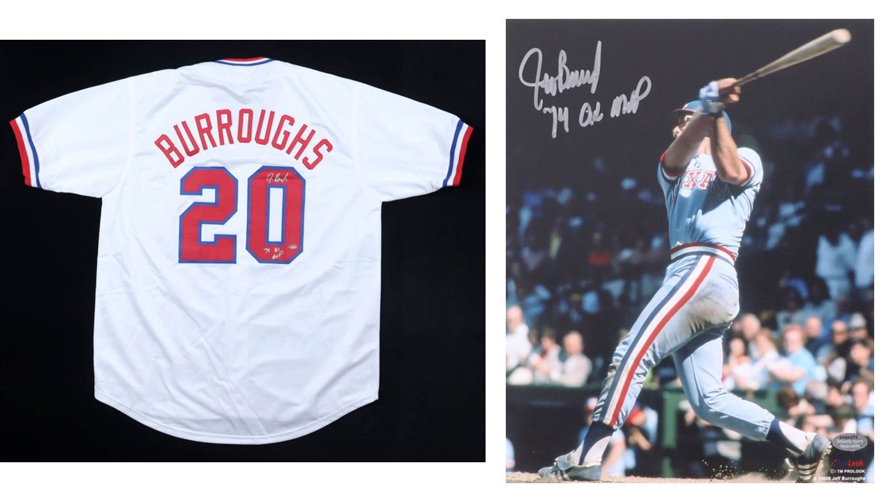 Jeff Burroughs Signed Texas Rangers Jersey Inscribed