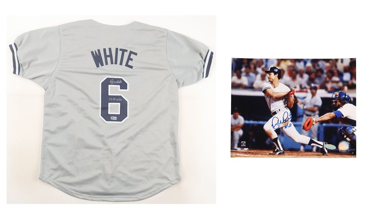 Roy White Signed New York Yankees Jersey Inscribed Roy White Signed New York Yankees Jersey Inscribed "77-78 WSC" (Beckett) & Roy White Signed New York Yankees 8x10 Photo (Steiner)