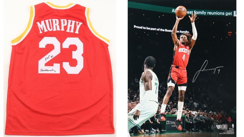 Calvin Murphy Signed Houston Rockets Jersey Inscribed Calvin Murphy Signed Houston Rockets Jersey Inscribed "HOF 93" (JSA) & Jalen Green Signed Rockets 16x20 Photo (Fanatics)
