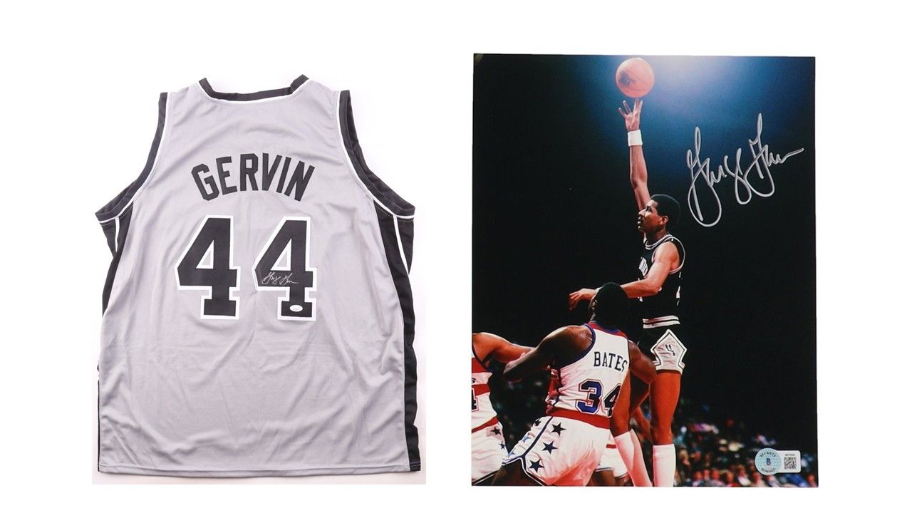 George Gervin Signed San Antonio Jersey (JSA) & George Gervin Signed San Antonio Spurs 8x10 Photo (Beckett)
