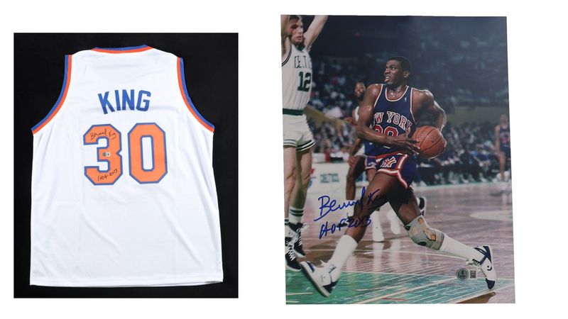 Bernard King Signed New York Knicks Jersey Inscribed Bernard King Signed New York Knicks Jersey Inscribed "HOF 2013" (Beckett) & Bernard King Signed New York Knicks 11x14 Photo Inscribed "HOF 2013" (Beckett)