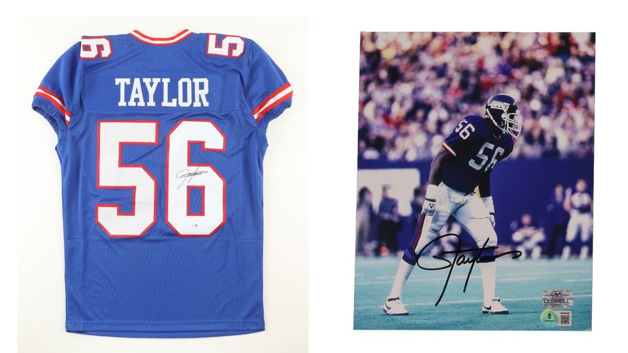 Lawrence Taylor Signed New York Giants Jersey (JSA) & Lawrence Taylor Signed New York Giants 8x10 Photo (Beckett)