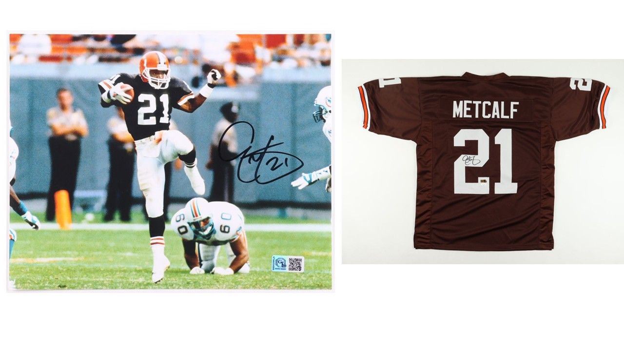 Eric Metcalf Signed Cleveland Browns Jersey (JSA & Players Ink) & Eric Metcalf Signed Cleveland Browns 8x10 Photo (GTA)