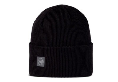 Buff Crossknit Beanie Solid Black