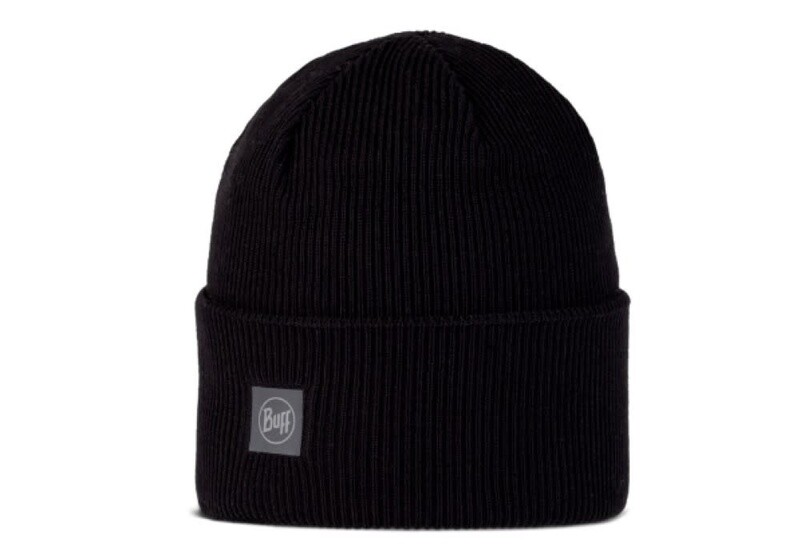 Buff Crossknit Beanie Solid Black