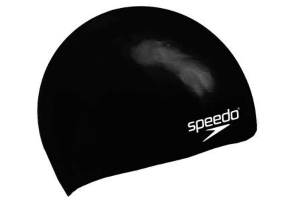 Speedo Plain Moulded Silicone Cap, Colour: Black
