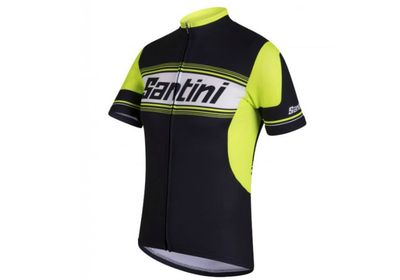 Santini TAU Short Sleeve Jersey, Color: Black/Yellow, Size: S