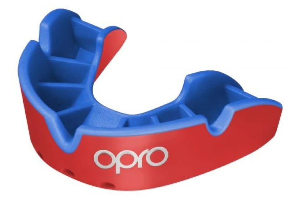 Opro Silver Mouthguard, Colour: Red/Blue
