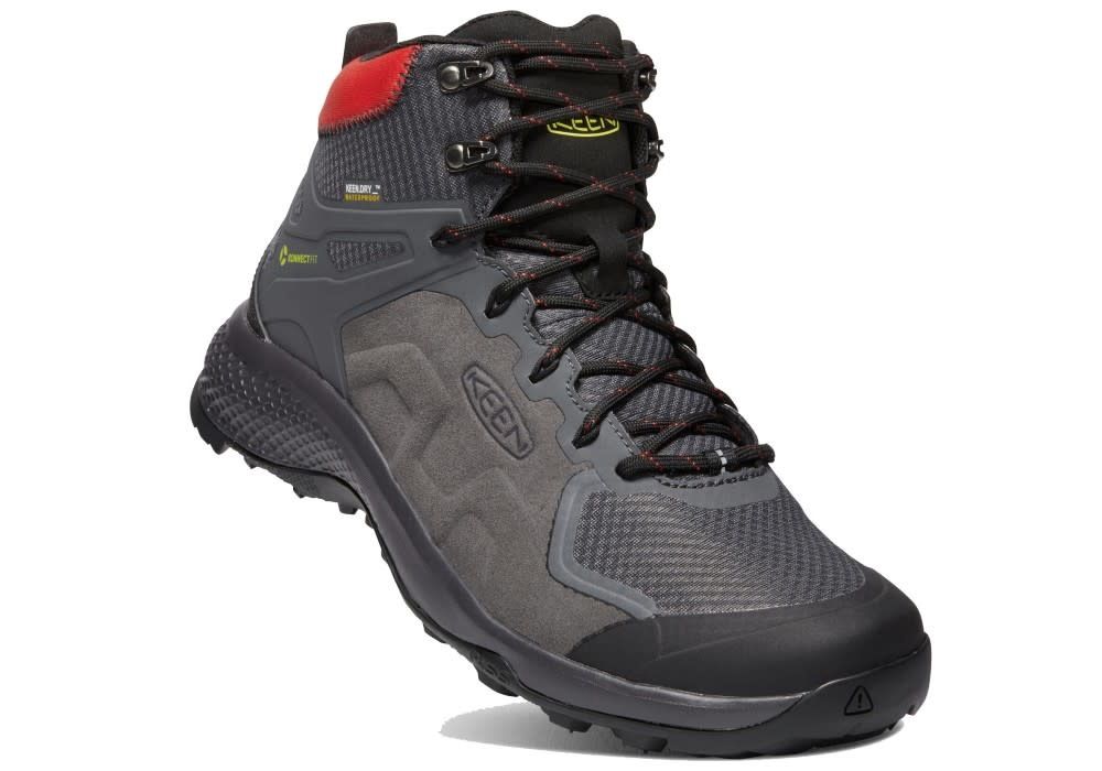 Keen Explore Mid Waterproof Boot, Colour: Magnet/Fiery Red, Size: UK 8/EU 42