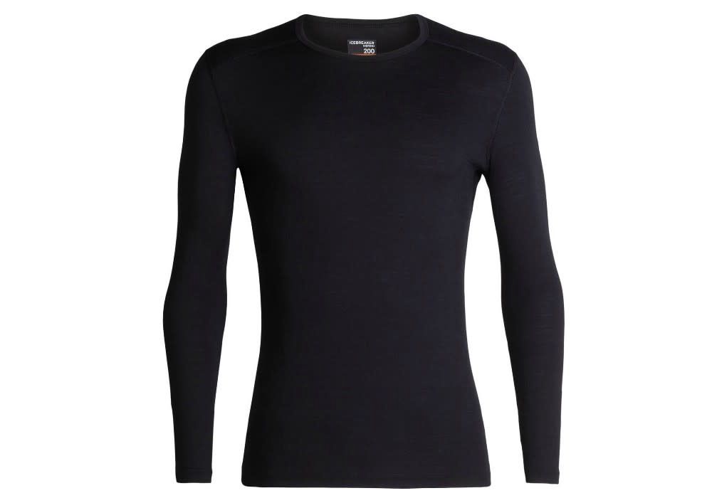 IceBreaker Merino 200 Oasis Long Sleeve Crewe Thermal Top, Colour: Black, Size: XXL