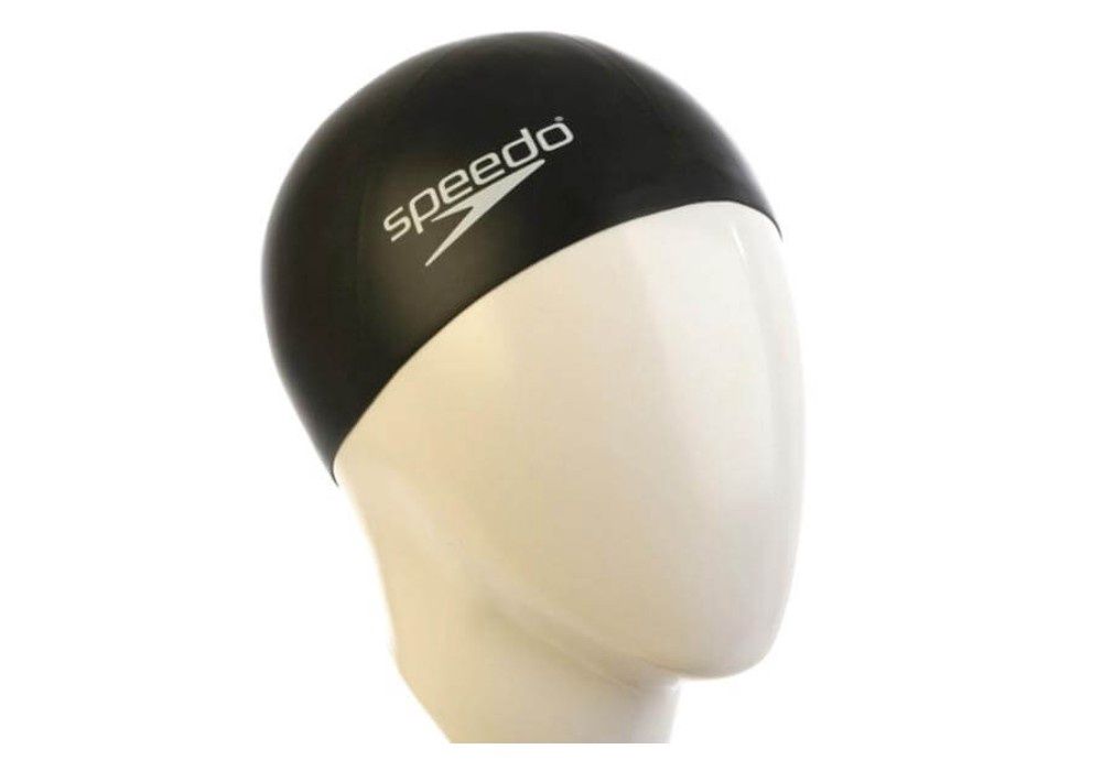 Speedo Plain Junior Moulded Silicone Cap, Colour: Black