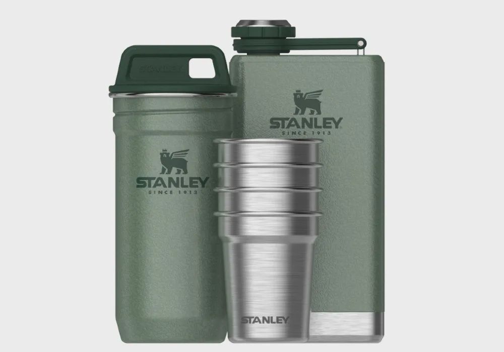 Stanley Adventure Pre-Party Shot Glass + Flask Set, Size: 230ml, Colour: Hammertone Green