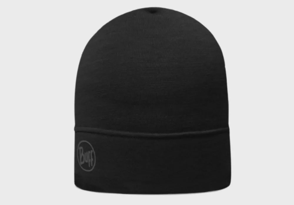 Buff Merino Lightweight Beanie Solid Black