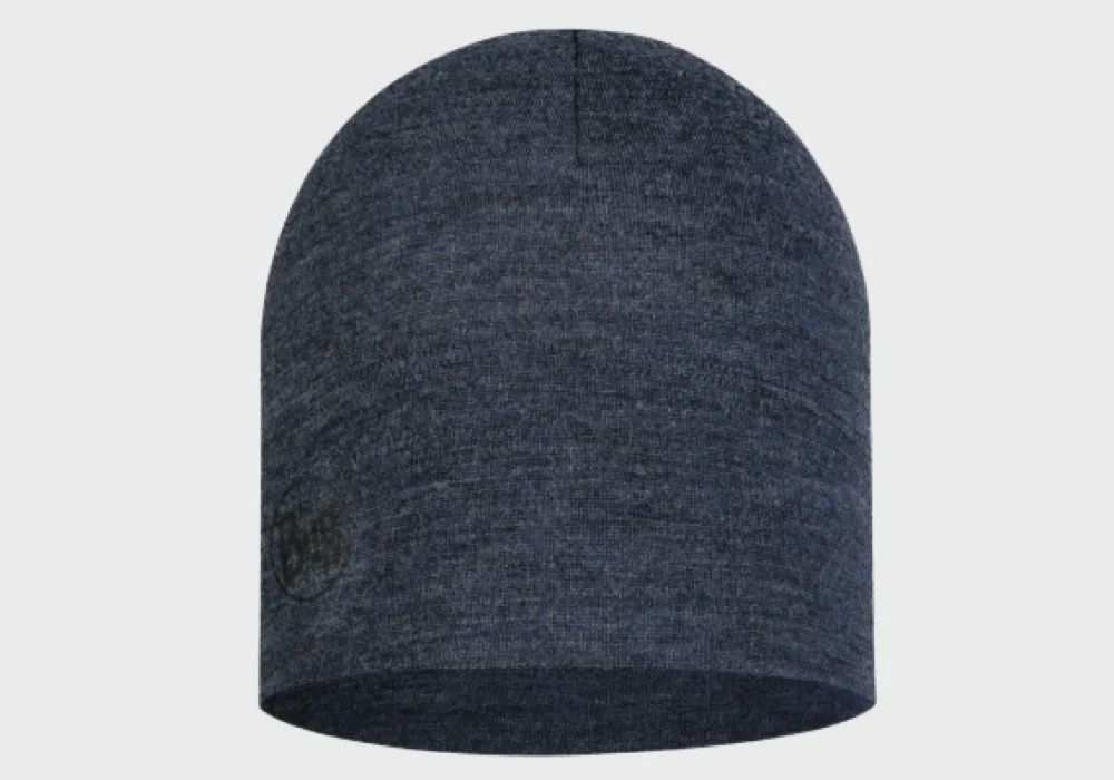 Buff Merino Midweight Beanie Melange Night Blue