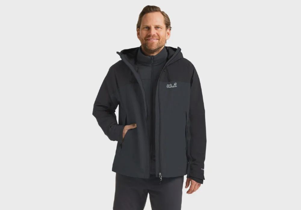 Jack Wolfskin Wild Places 3 in 1 Jacket, Size: M, Colour: Phantom