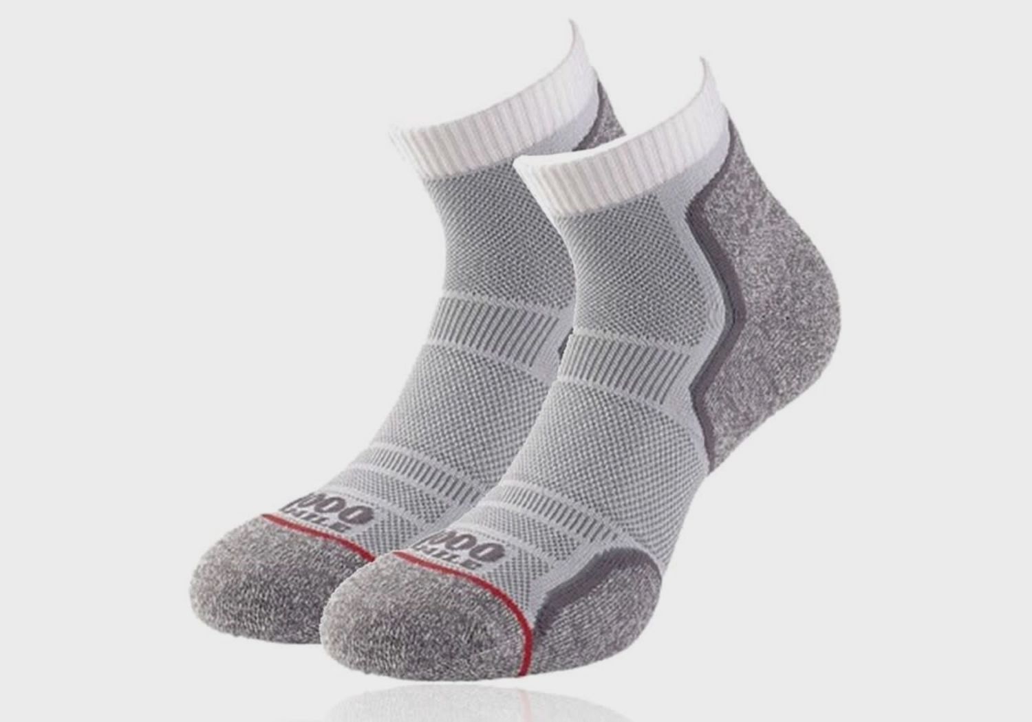 1000 Mile Run Anklet Sock Twin Pack, Colour: White, Size: M UK 6-8.5