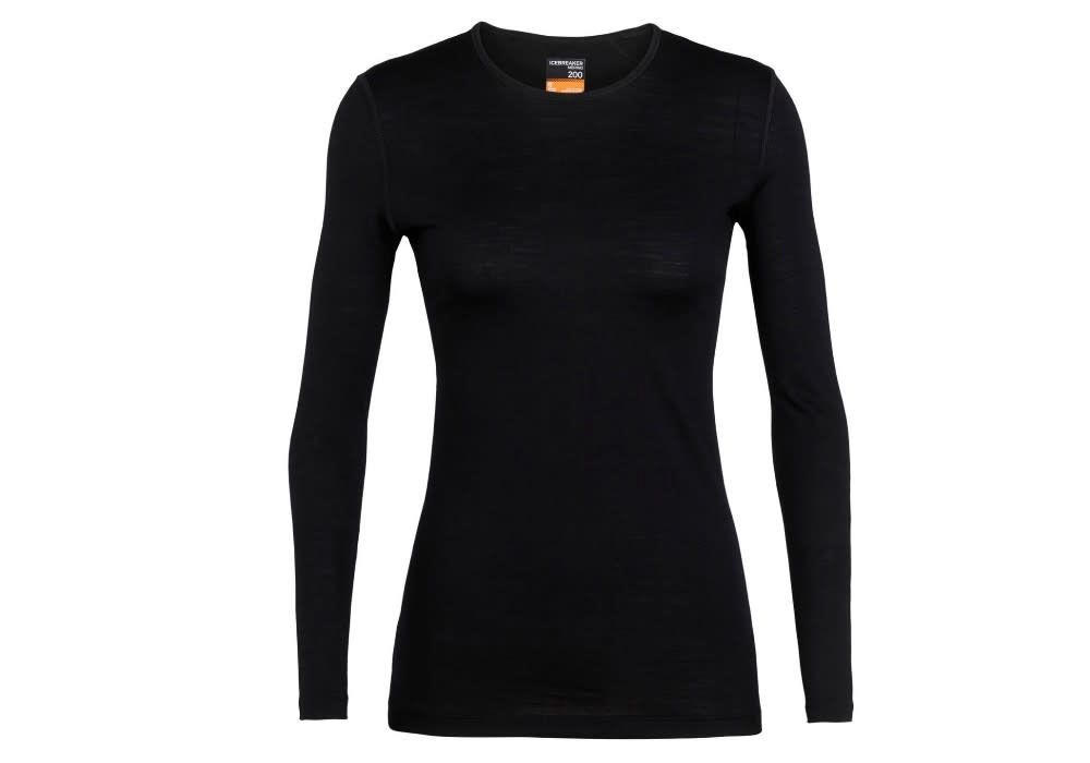 IceBreaker Merino Women's 200 Oasis Long Sleeve Thermal Top, Colour: Black, Size: L