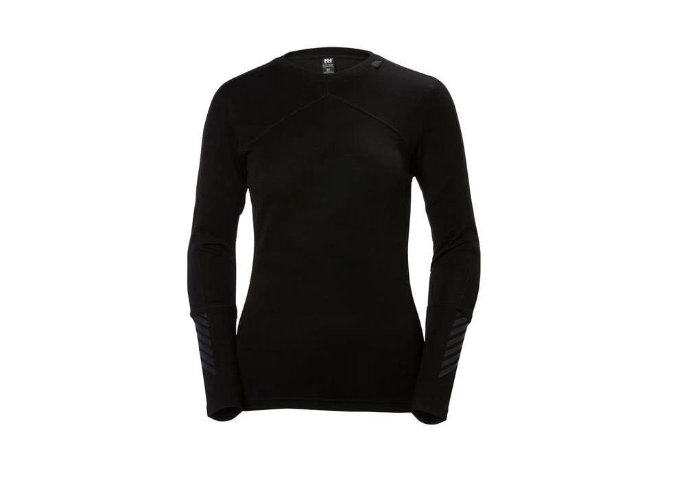 Helly Hansen Dry Women's Dynamic Long Sleeve Crew Baselayer, Colour: Black, Size: S