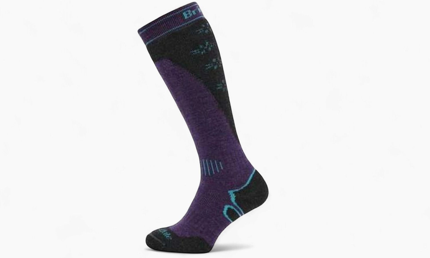 Bridgedale Women's Ski Midweight Merino Performance Over Calf Sock, Colour: Black/Purple, Size: M UK 5-6.5