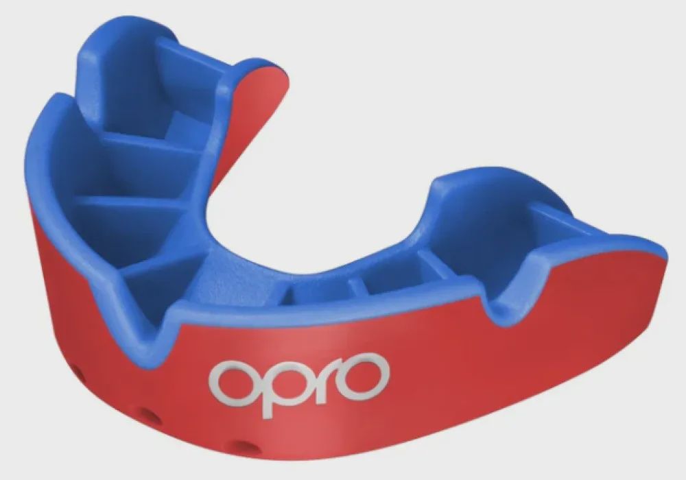 Opro Silver Mouthguard, Colour: Red/Blue