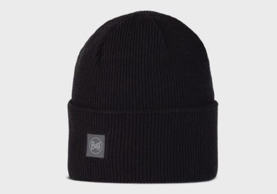 Buff Crossknit Beanie Solid Black