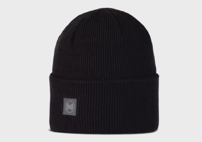 Buff Crossknit Beanie Solid Black