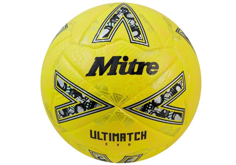 Mitre Ultimatch Evo Football, Colour: Fluo Yellow/Yellow/Gold
