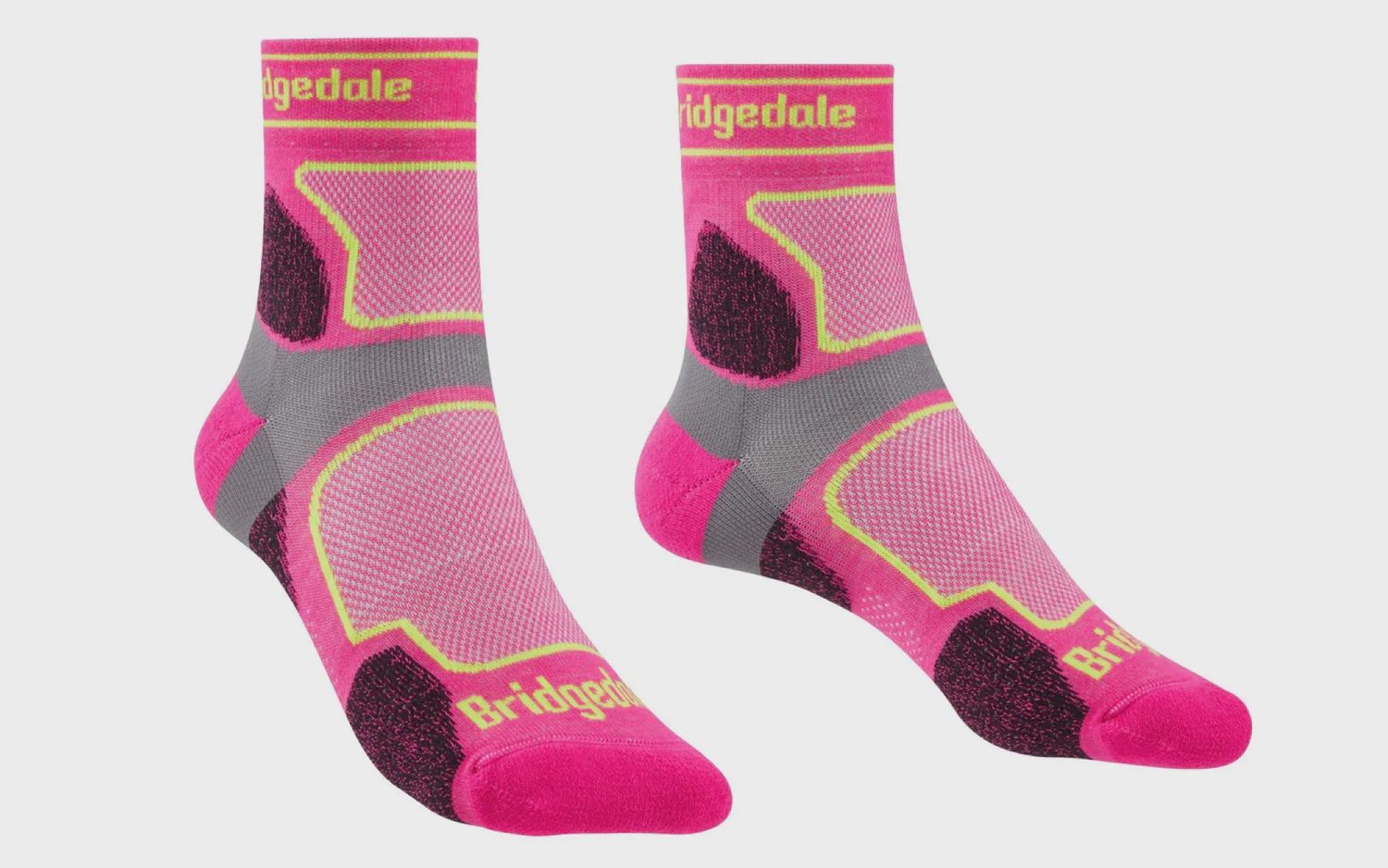 Bridgedale Women's Trail Run Ultra Light T2 Coolmax Sport 3/4 Crew Sock, Colour: Pink, Size: M UK 5-6.5