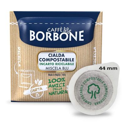 100 Cialde Borbone miscela Blu filtro carta 44 mm