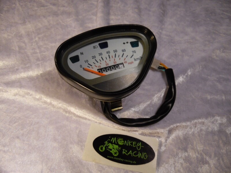 Tachometer Dax 70 km/h weiß, (für Tachowellenantrieb)