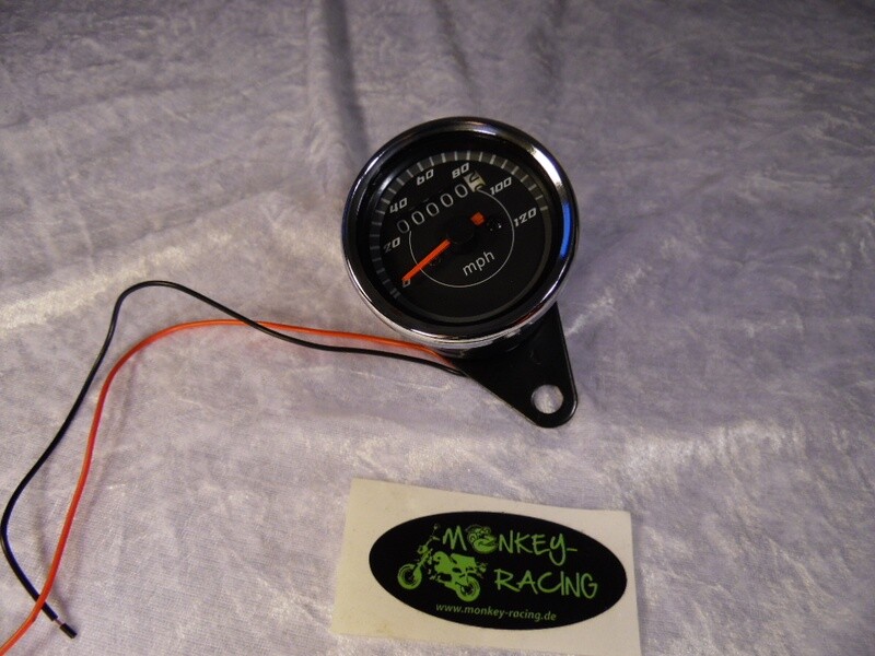 Tachometer univeral schwarz 120 km/h, (für Tachowellenantrieb)