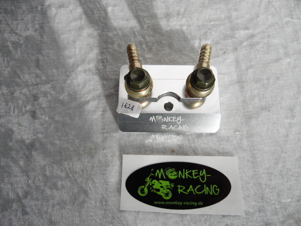 Ölkühler Anschlussplatte CNC silber mit &quot;Monkey-Racing&quot; Logo