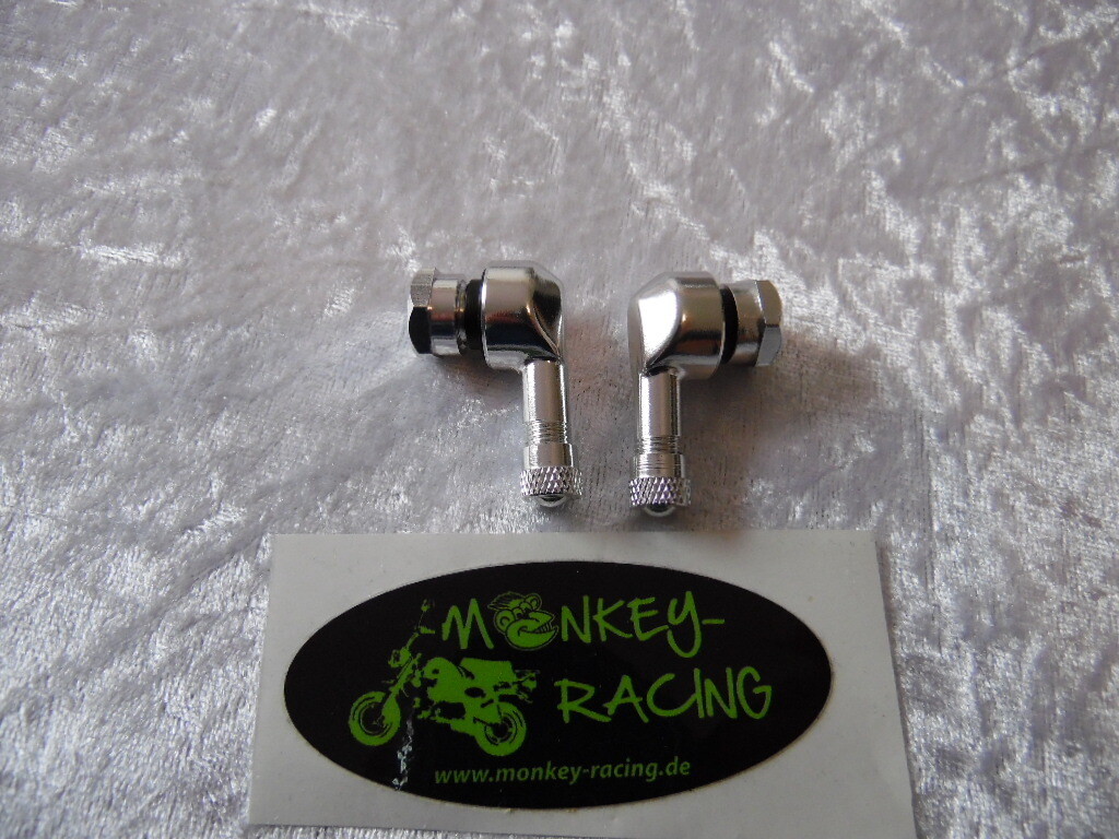 Alu Ventil Set 90° abgewinkelt, silber elox., 11,3mm, inkl. Kappe