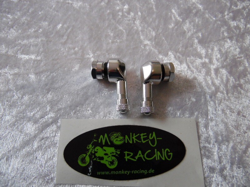 Alu Ventil Set 90° abgewinkelt, silber elox., 11,3mm, inkl. Kappe