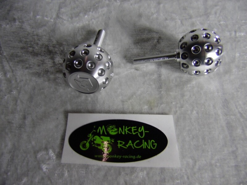 Lenkerknebel Alu CNC &quot;Golfball&quot; silber