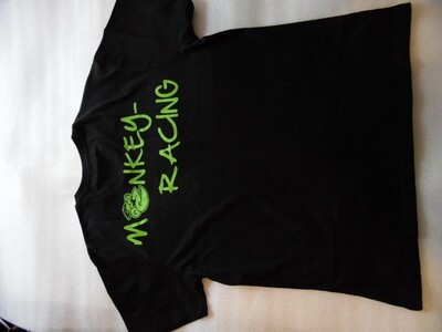 T-Shirt &quot;Monkey-Racing&quot; schwarz mit grünen Logo