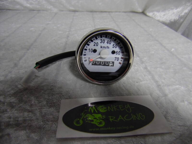 Tachometer Monkey Replika 70 km/h weißes Ziffernblatt