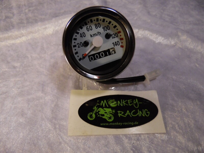 Tachometer Monkey Replika 140 km/h weißes Ziffernblatt