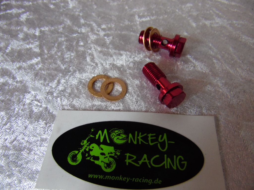 Hohlschrauben-Set (2 Stück) Alu rot für Bremsleitung