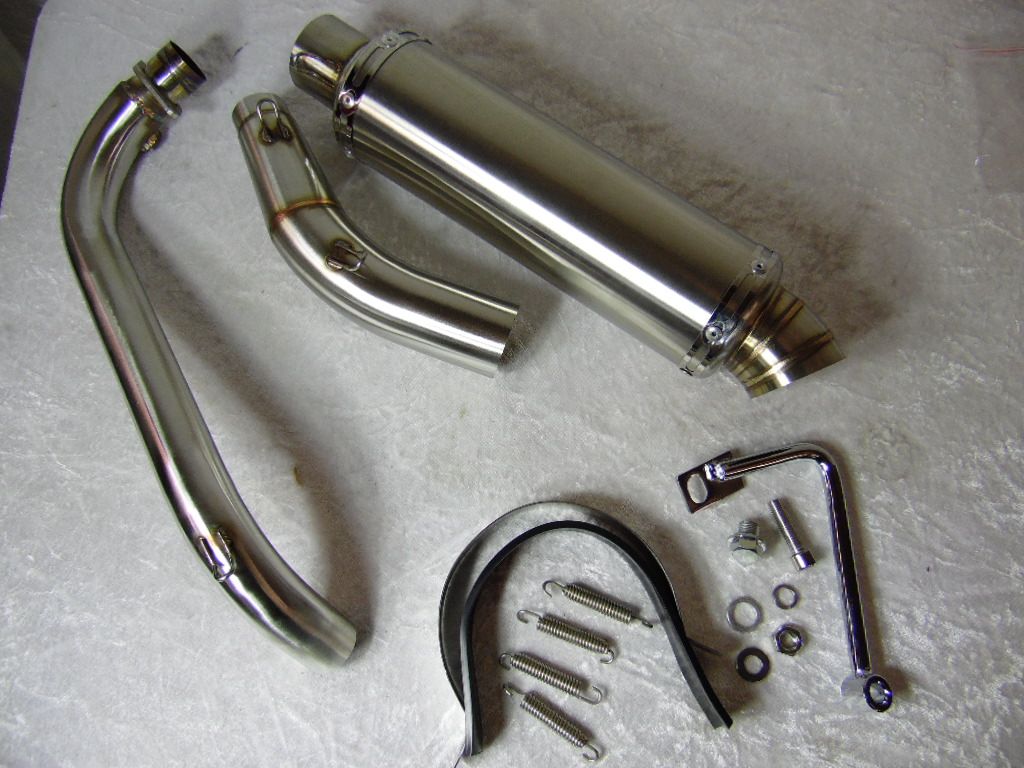 Auspuff Dax, Monkey, etc. untenliegend 3-teilig, Edelstahl Euro 4