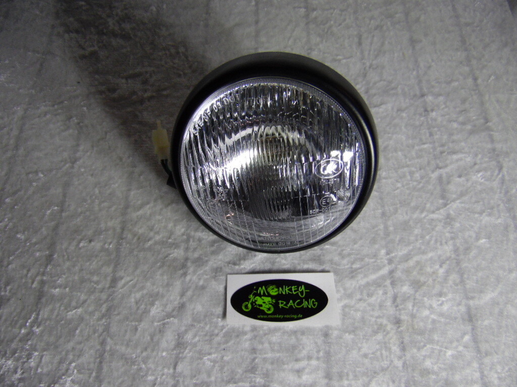 Scheinwerfereinsatz Dax Replika mit schwarzen Ring, mit E-Nummer