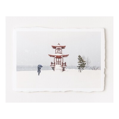 Pagoda at Ukimido Park - Special Limited Edition on handmade Washi Paper