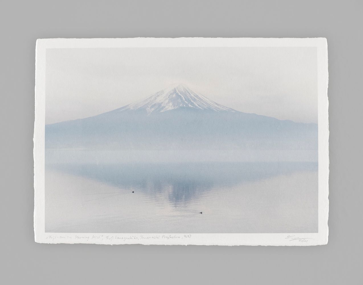 Fuji-san in morning Mist - Special Limited Edition on handmade Washi Paper - 31 cm x 22 cm