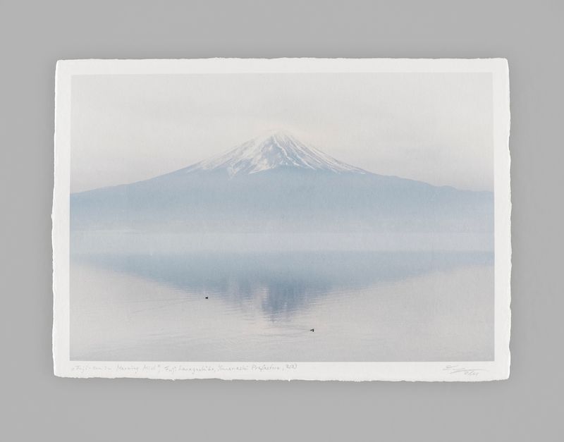 Fuji-san in morning Mist - Special Limited Edition on handmade Washi Paper - 31 cm x 22 cm