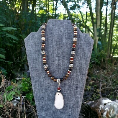 Oxbone Necklace with Deer Antler Accent
