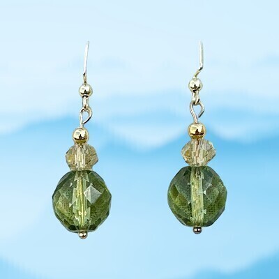 Green Glass Drop Earrings