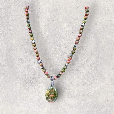 Unakite Necklace with Pendant