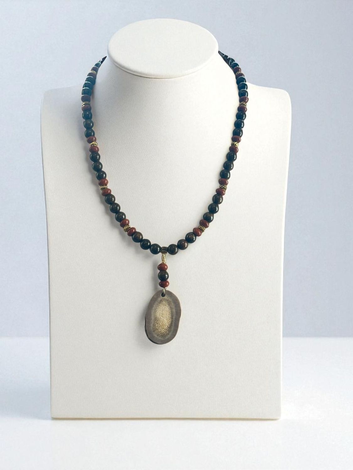 Bronzite Necklace with Deer Antler Accent