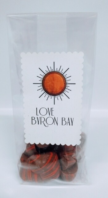 Love Byron Bay Milk Chocolate Strawberry Hearts 200g Love Byron Bay Milk Chocolate Strawberry Hearts 200g